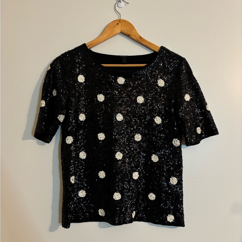 J Crew sequinned polka dot top